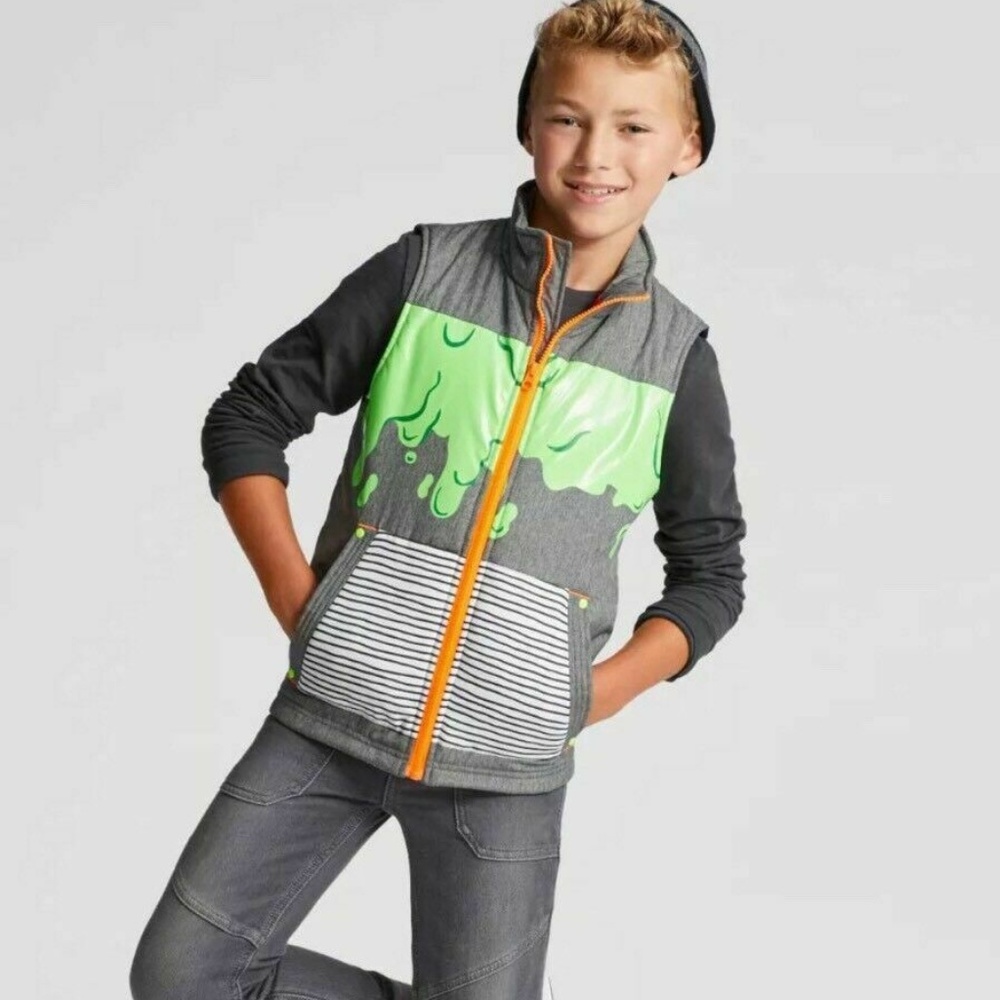 Cat & Jack Boy Girl Sm-XL Puffer Vest Green Slime